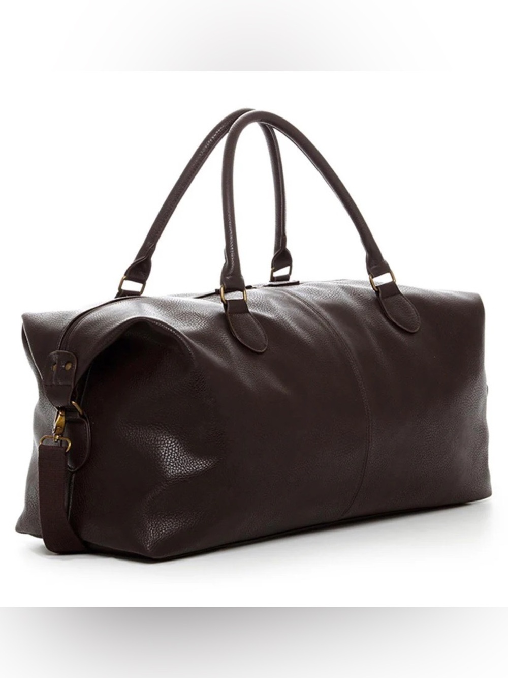 PU Leather Weekender Duffel Bag - Dark Brown